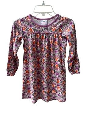 Hanna Andersson Long Sleeve Playground Dress Girl’s 110 US 5 Purple Orange